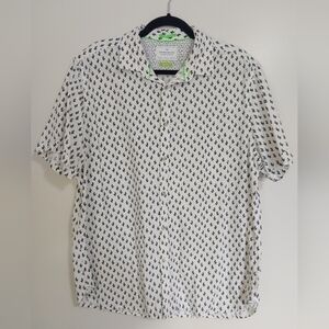 XL casual button down shirt denim & flower cactus